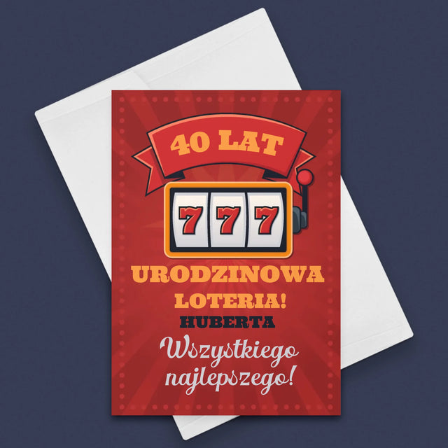Imię i Podpis: Urodzinowa loteria jackpot - Kartka z Życzeniami