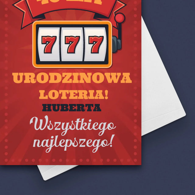 Imię i Podpis: Urodzinowa loteria jackpot - Kartka z Życzeniami