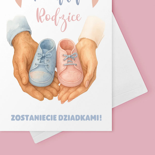 Imię i Podpis: Zostaniecie dziadkami - Kartka z Życzeniami