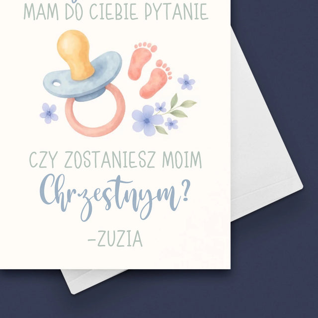 Imię i Podpis: Wujku czy zostaniesz moim chrzestnym - Kartka z Życzeniami