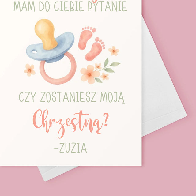 Imię i Podpis: Ciociu czy zostaniesz moją chrzestną - Kartka z Życzeniami