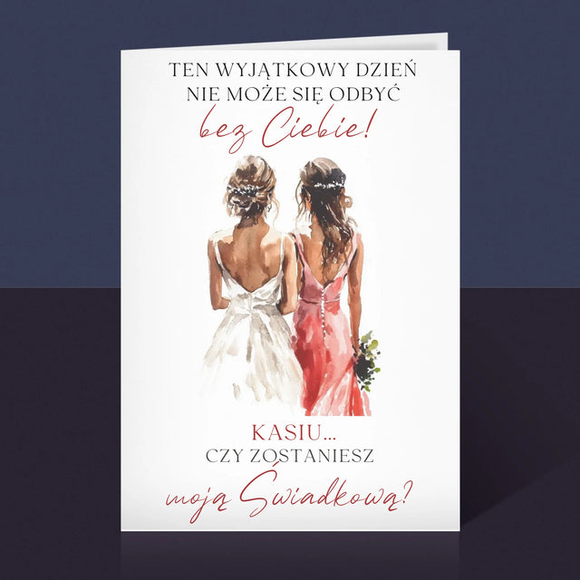 Imię i Podpis: Pytanie do świadkowej - Kartka z Życzeniami