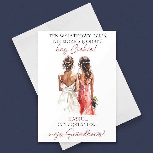 Imię i Podpis: Pytanie do świadkowej - Kartka z Życzeniami