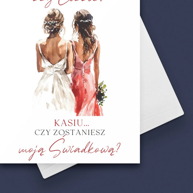 Imię i Podpis: Pytanie do świadkowej - Kartka z Życzeniami