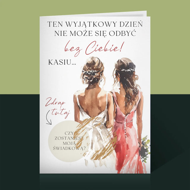 Imię i Podpis: Pytanie do świadkowej - Kartka z Życzeniami