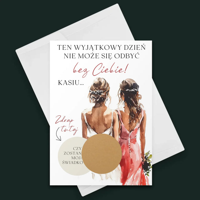 Imię i Podpis: Pytanie do świadkowej - Kartka z Życzeniami