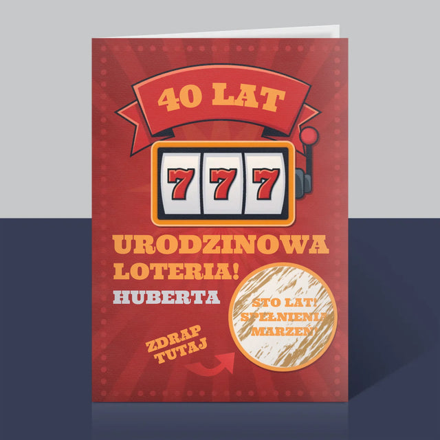Imię i Podpis: Urodzinowa loteria jackpot - Kartka z Życzeniami