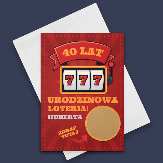 Imię i Podpis: Urodzinowa loteria jackpot - Kartka z Życzeniami