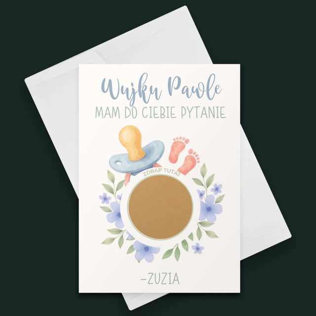 Imię i Podpis: Wujku czy zostaniesz moim chrzestnym - Kartka z Życzeniami