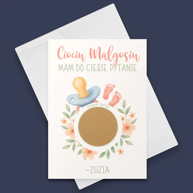 Imię i Podpis: Ciociu czy zostaniesz moją chrzestną - Kartka z Życzeniami