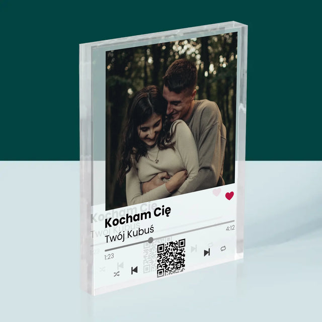 Zdjęcie i Podpis: Spotify z Kodem Qr - Blok Akrylowy