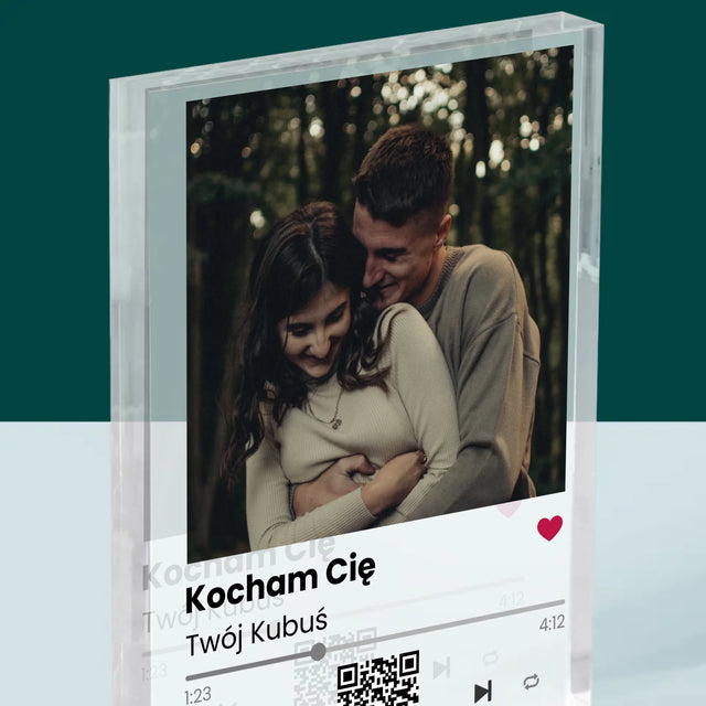 Zdjęcie i Podpis: Spotify z Kodem Qr - Blok Akrylowy