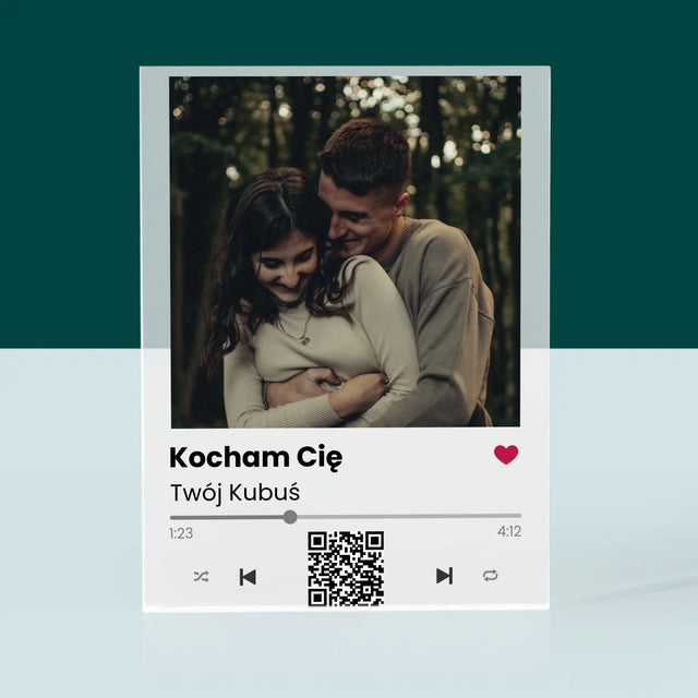 Zdjęcie i Podpis: Spotify z Kodem Qr - Blok Akrylowy