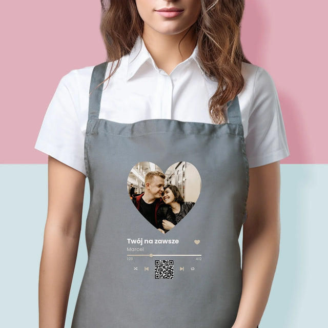 Zdjęcie i Podpis: Nasza Piosenka Serce Kod Qr - Fartuch z Nadrukiem