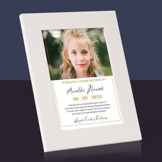 Zdjęcie i Podpis: Życzenia z Okazji Pierwszej Komunii Świętej - Ramka Na Zdjęcie