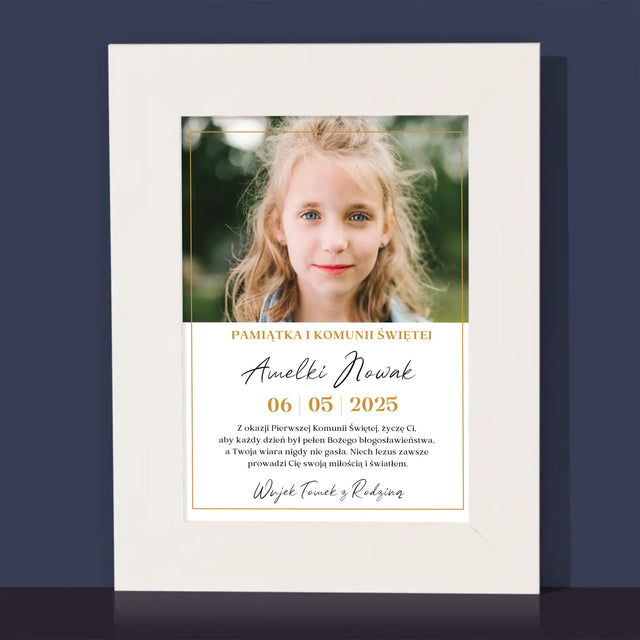 Zdjęcie i Podpis: Życzenia z Okazji Pierwszej Komunii Świętej - Ramka Na Zdjęcie