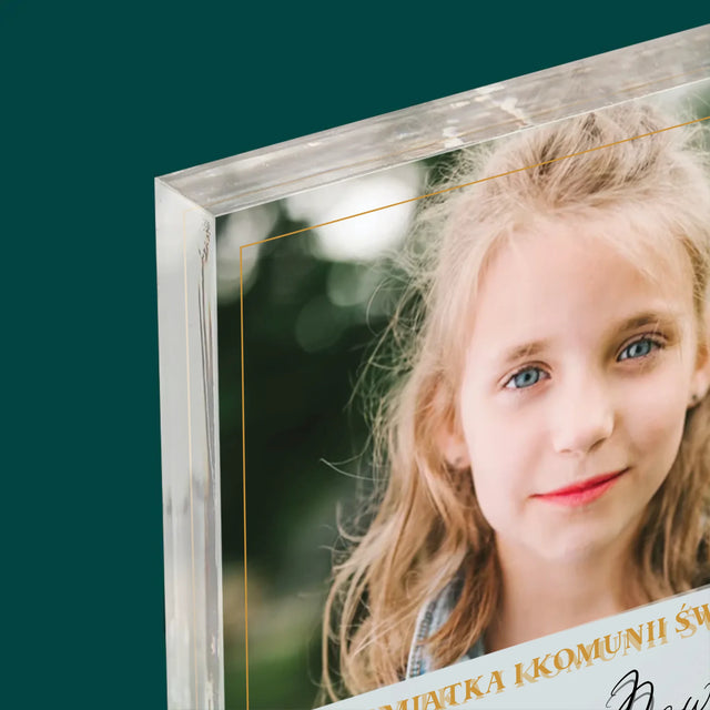 Zdjęcie i Podpis: Życzenia z Okazji Pierwszej Komunii Świętej - Blok Akrylowy z Nadrukiem