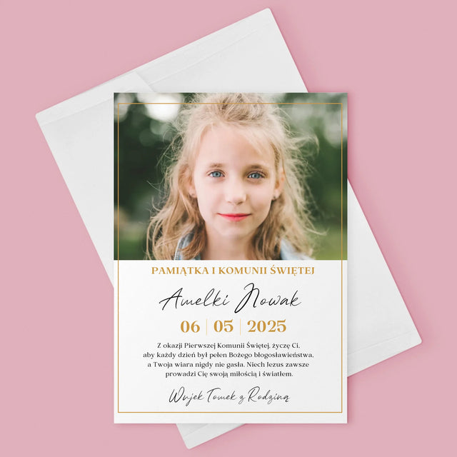 Zdjęcie i Podpis: Życzenia z Okazji Pierwszej Komunii Świętej - Kartka z Życzeniami
