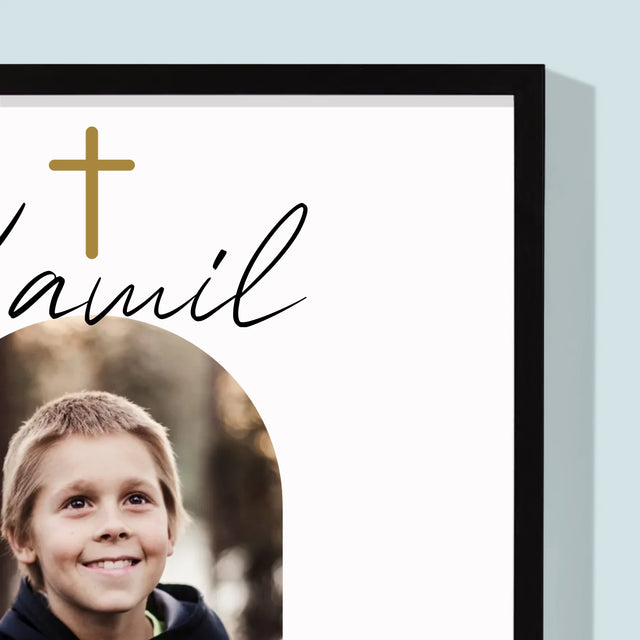 Zdjęcie i Podpis: Pamiątka Komunii Klasyczna - Wydruk Obramowany