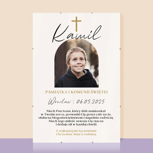 Zdjęcie i Podpis: Pamiątka Komunii Klasyczna - Personalizowany Plakat