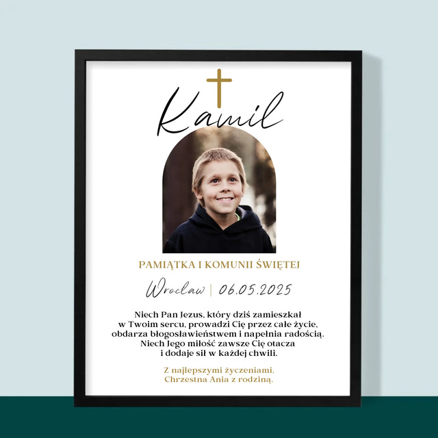Zdjęcie i Podpis: Pamiątka Komunii Klasyczna - Wydruk Obramowany