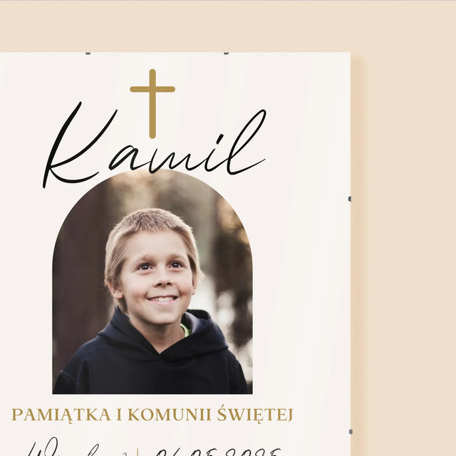 Zdjęcie i Podpis: Pamiątka Komunii Klasyczna - Personalizowany Plakat