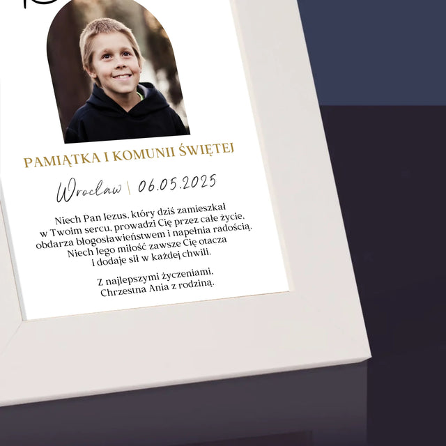 Zdjęcie i Podpis: Pamiątka Komunii Klasyczna - Ramka Na Zdjęcie