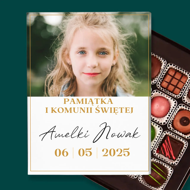 Zdjęcie i Podpis: Życzenia z Okazji Pierwszej Komunii Świętej - Personalizowane Praliny