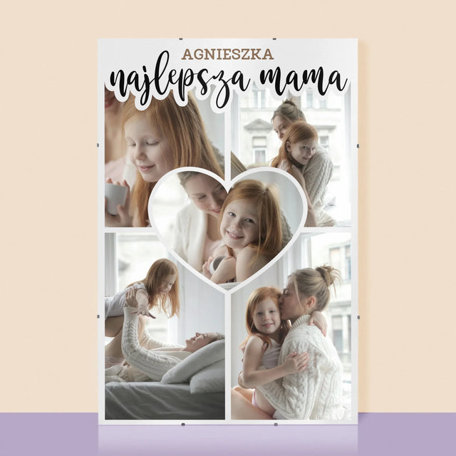 Fotokolaż: Najlepsza Mama Serce - Personalizowany Plakat