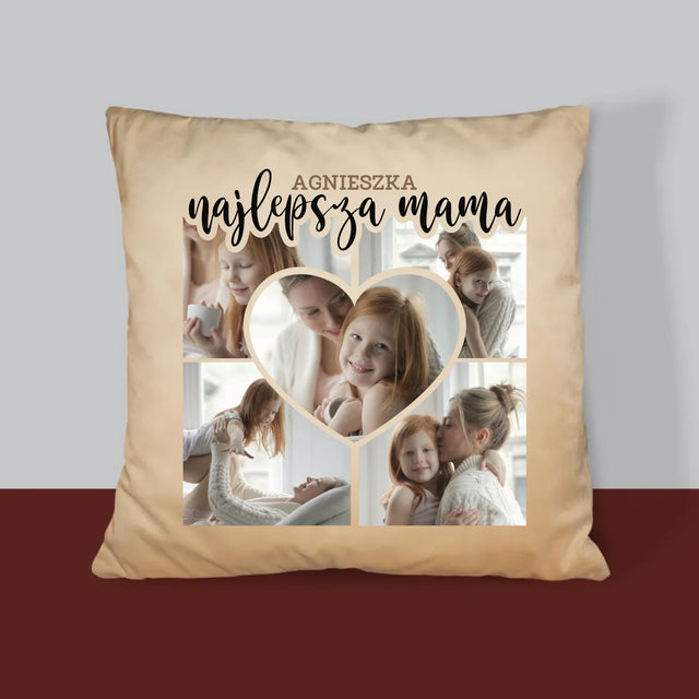 Fotokolaż: Najlepsza Mama Serce - Poduszka z Nadrukiem