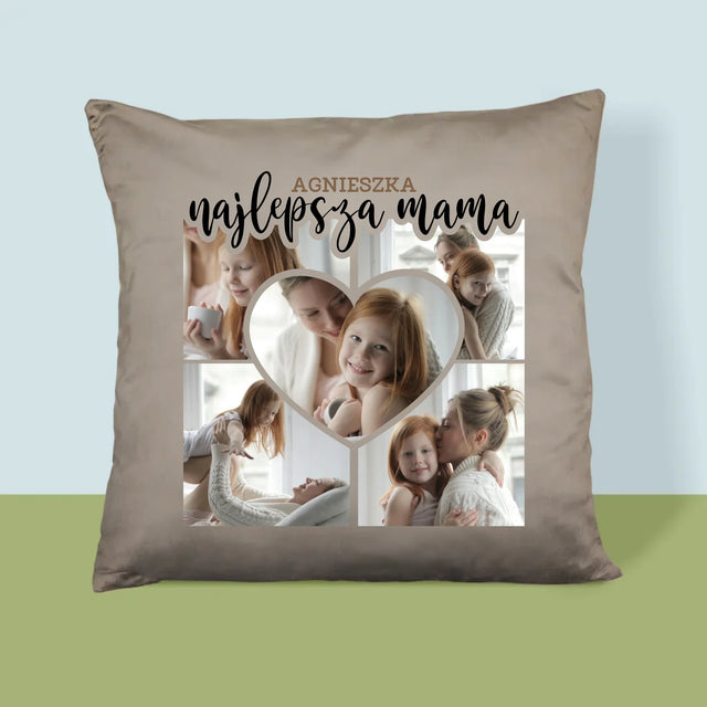 Fotokolaż: Najlepsza Mama Serce - Poduszka z Nadrukiem