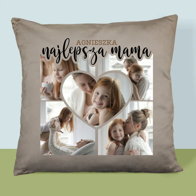 Fotokolaż: Najlepsza Mama Serce - Poduszka z Nadrukiem