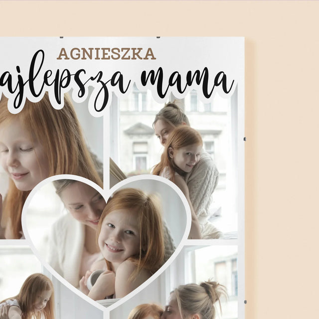Fotokolaż: Najlepsza Mama Serce - Personalizowany Plakat