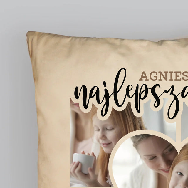 Fotokolaż: Najlepsza Mama Serce - Poduszka z Nadrukiem