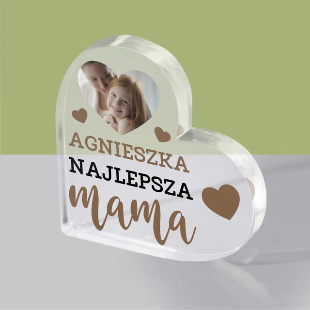 Fotokolaż: Najlepsza Mama Serce - Blok Akrylowy z Nadrukiem