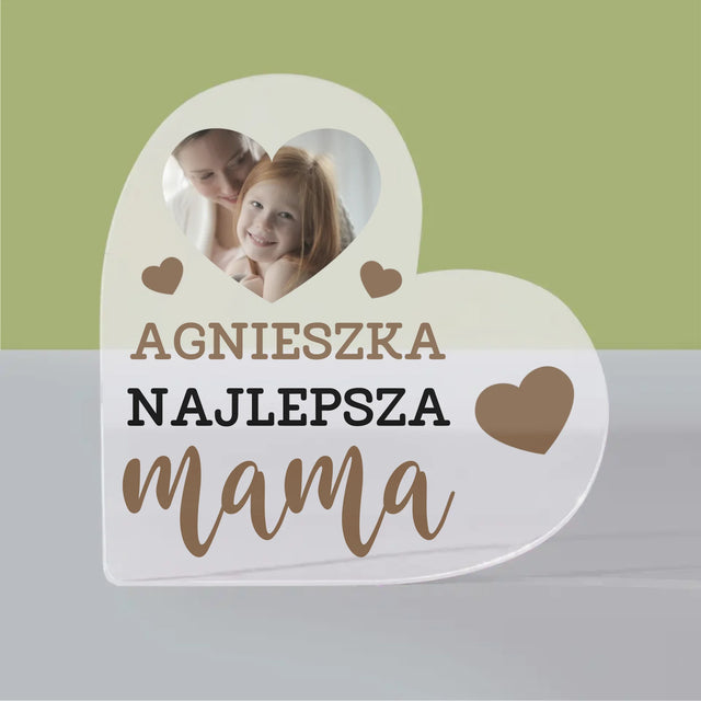 Fotokolaż: Najlepsza Mama Serce - Blok Akrylowy z Nadrukiem
