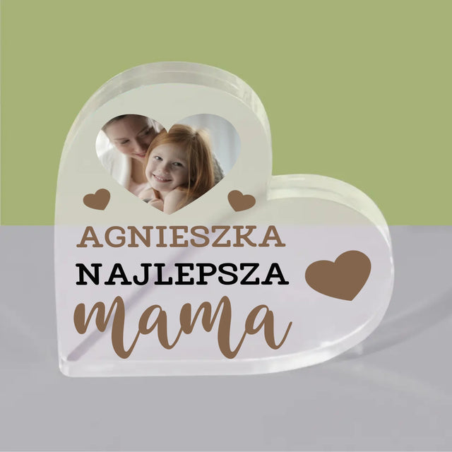 Fotokolaż: Najlepsza Mama Serce - Blok Akrylowy z Nadrukiem