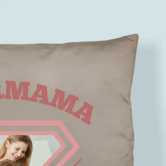 Zdjęcie i Podpis: Supermama - Poduszka z Nadrukiem