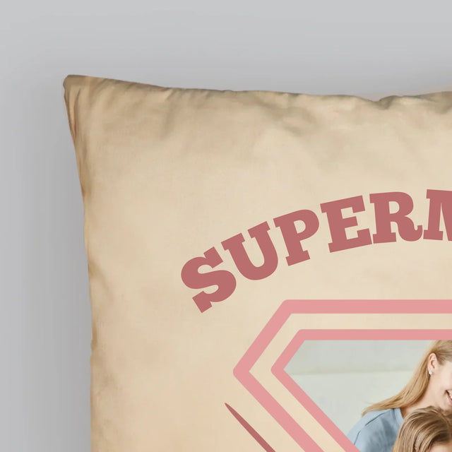 Zdjęcie i Podpis: Supermama - Poduszka z Nadrukiem