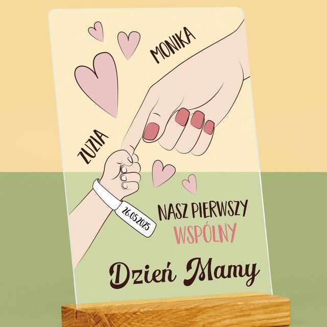 Imię i Podpis: Pierwszy Wspólny Dzień Mamy - Wydruk Na Szkle Akrylowym
