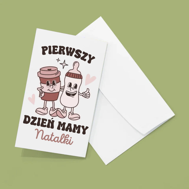 Imię i Podpis: Pierwszy Dzień Mamy Kawa Mleko - Duża Harmonijka Ze Zdjęć