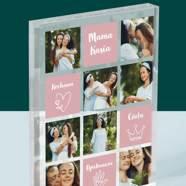 Fotokolaż: Cechy Mamy - Blok Akrylowy z Nadrukiem