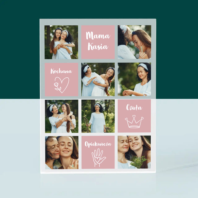 Fotokolaż: Cechy Mamy - Blok Akrylowy z Nadrukiem
