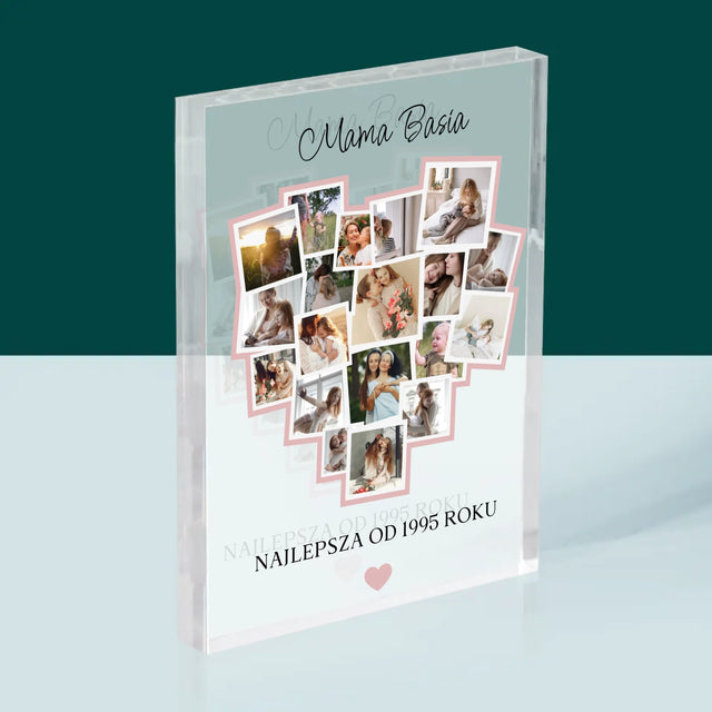 Fotokolaż: Serce Dla Mamy - Blok Akrylowy z Nadrukiem