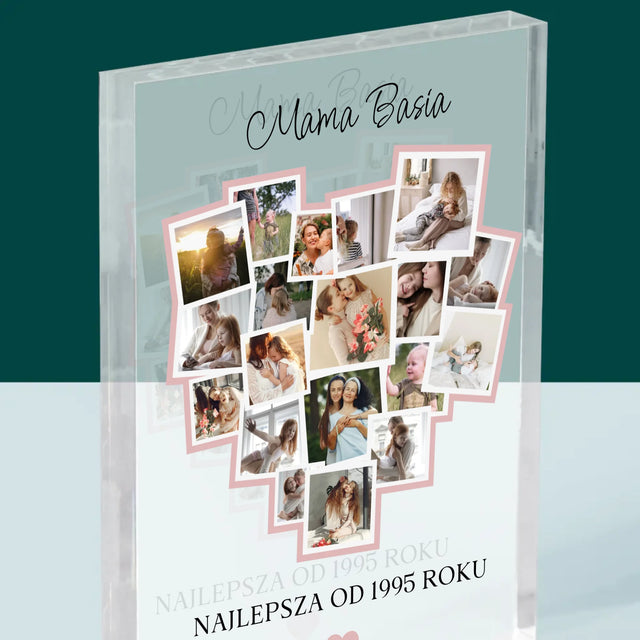 Fotokolaż: Serce Dla Mamy - Blok Akrylowy z Nadrukiem