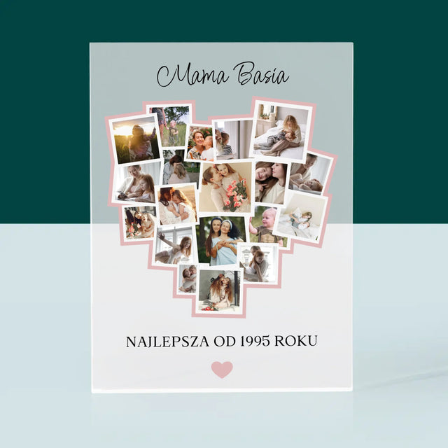 Fotokolaż: Serce Dla Mamy - Blok Akrylowy z Nadrukiem