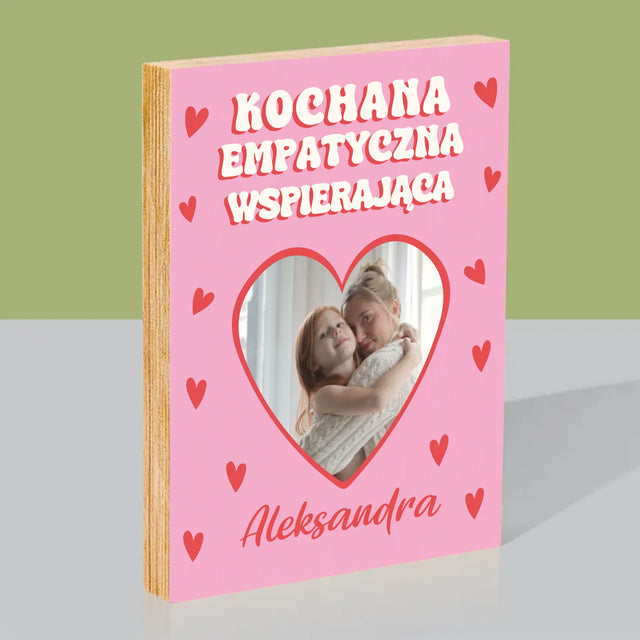 Zdjęcie i Podpis: Cechy Mamusi - Wydruk Na Drewnie