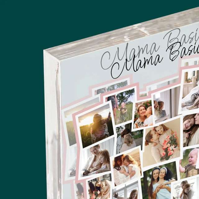 Fotokolaż: Serce Dla Mamy - Blok Akrylowy z Nadrukiem