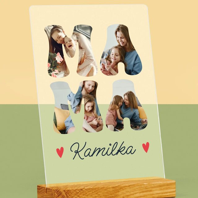 Słowo Ze Zdjęć: Mama Imię - Wydruk Na Szkle Akrylowym