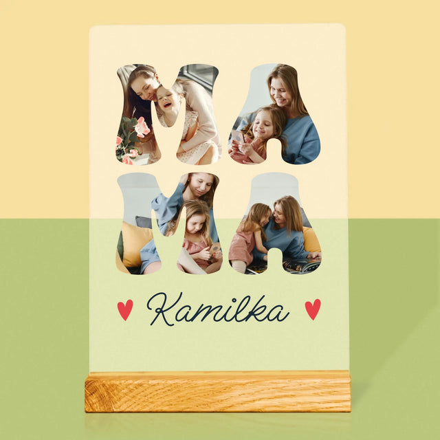 Słowo Ze Zdjęć: Mama Imię - Wydruk Na Szkle Akrylowym